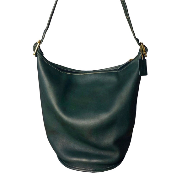 COACH Bottle Green Glove Tanned Leather Duffle Sac XL Bucket Bag 9085 USA COA - Picture 3 of 17